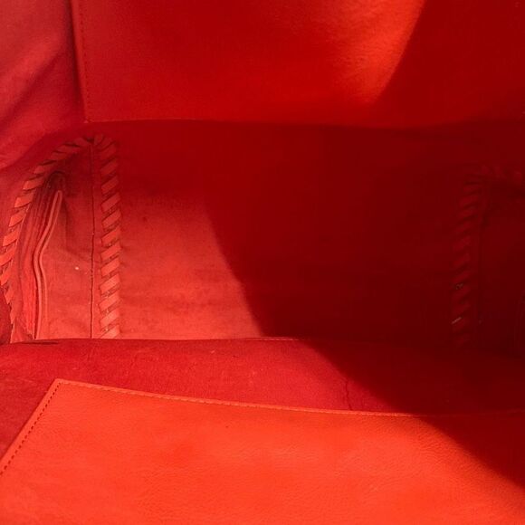 BIG BUDDHA Orange Tote 13X6X13 Bucket Style Woven Tassels - Picture 11 of 12